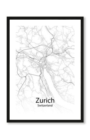 Zurich Switzerland minimalist map