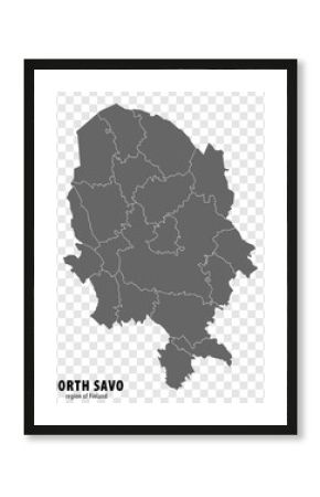 Blank map North Savo Region  of  Finland. High quality map North Savo on transparent background for your web site design, logo, app, UI.  Finland.  EPS10.