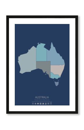 Austrlia map. a simple map of the country.