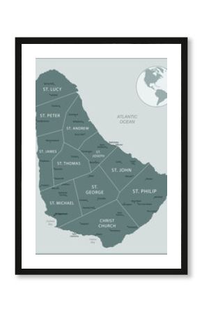 Barbados - detailed map with administrative divisions country. Vector illustration