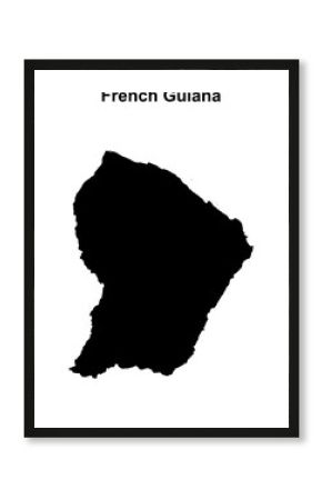 French Guiana blank outline map design