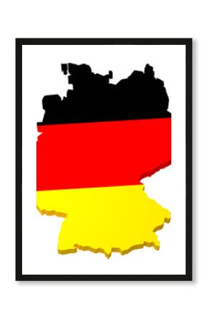 The map of Germany overlayed by the German flag isolated on transparent background.