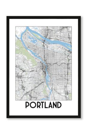 Portland Oregon USA map poster art
