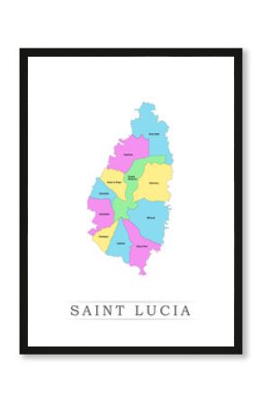 Saint Lucia administrative divisions. Saint Lucia map illustration vector.