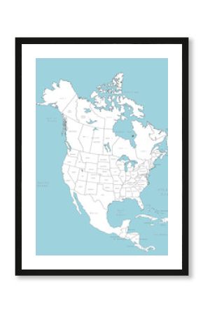 North America vector map with countries