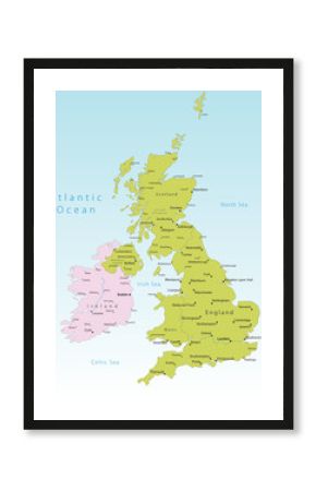 United Kingdom and Ireland vector map