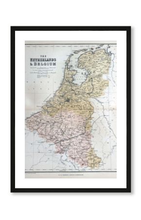 Old map of the Netherlands & Belgium, 1870