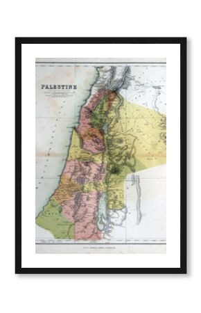 Old map of Palestine, Israel, 1870