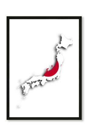 Japan map with the flag inside