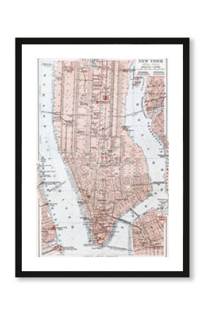 Vintage map of South Manhattan - New York