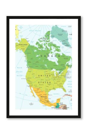 North America map - highly detailed vector illustration.