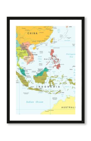 Southeast Asia - map - illustration. Southeast Asia map - highly detailed vector illustration.