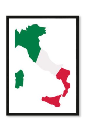 Italy map with flag