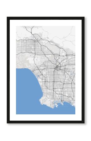 Map Los Angeles city. California Roads