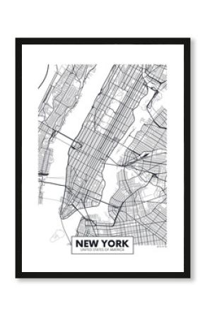 Wektor plakat mapa miasta Nowy Jork