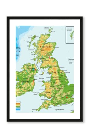 United Kingdom and Ireland-physical map