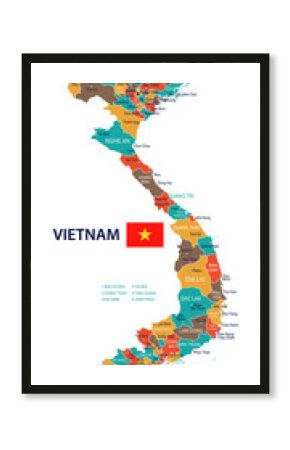 Vietnam - map and flag – illustration