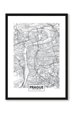 Detailed vector poster city map Prague