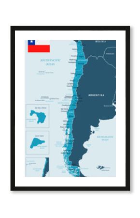 Chile - map and flag - Detailed Vector Illustration