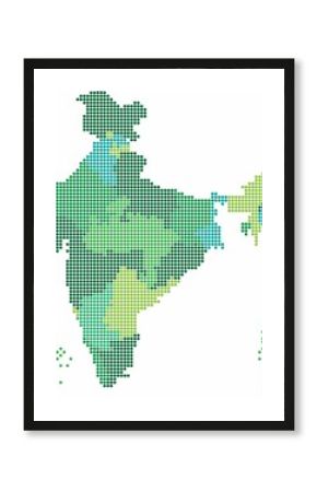 Green circle shape India map on white background. Vector illustration.