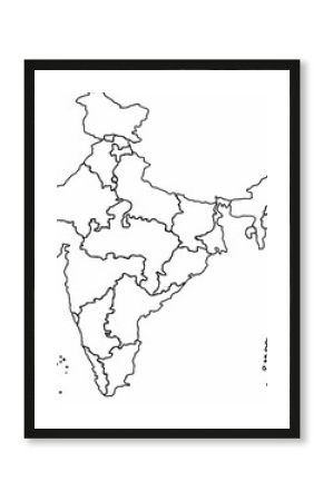 Freehand sketch outline India map, vector illustration.