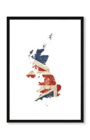 UK map shaped grunge vintage Great Britain flag