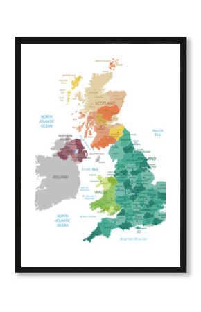 United Kingdom -highly detailed map.All elements are separated in editable layers clearly labeled. Vector