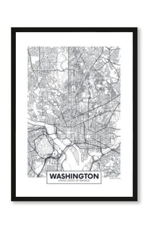 City map Washington, travel vector poster design