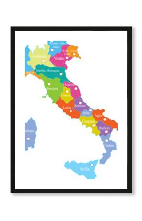Map of Italy with provinces in a white background