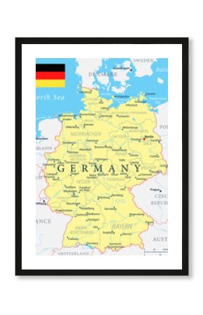 Germany Map - Yellow - Highly detailed vector illustration
