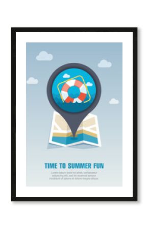 Lifebuoy pin map icon. Summer. Vacation