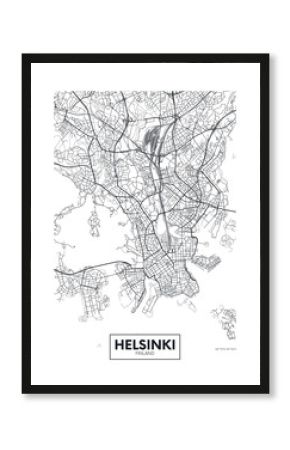 City map Helsinki, travel vector poster design