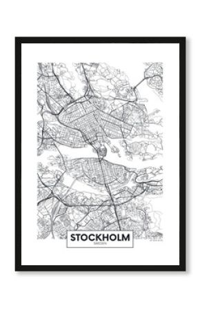 City map Stockholm, travel vector poster design