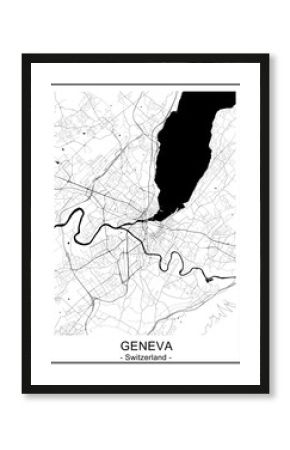 map of the city of Geneva, Switzerland