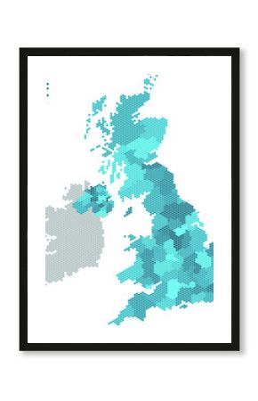 Blue circle United Kingdom map on white background. Vector illustration.