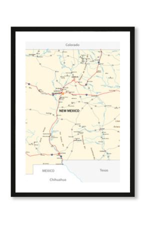 road map of the US American State of New Mexico