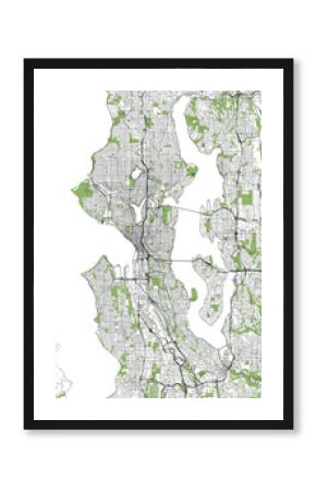 map of the city of Seattle, Washington, USA