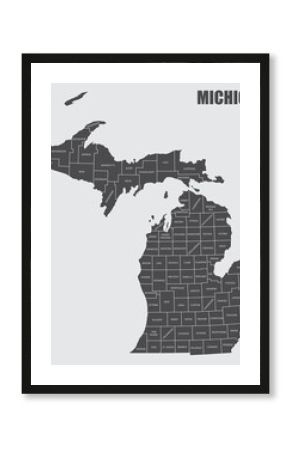 The Michigan State County Map with labels