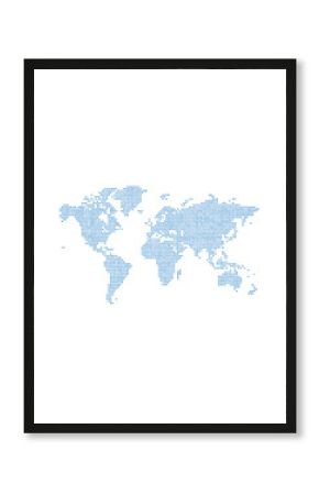 Blue Dotted World Map Isolated on White Background for Global Network, Technology, Data Visualization, or International Business Concepts