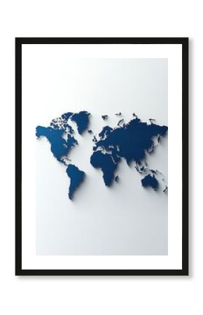 Blue world map with detailed country silhouettes on a textured surface representing global connections