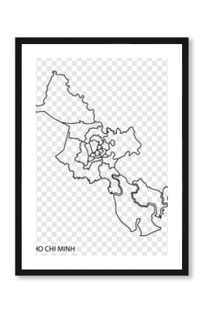 High Quality map of Ho Chi Minh is a  city of Vietnam, with borders of the districts. Map of Ho Chi Minh for your web site design, app, UI. EPS10.