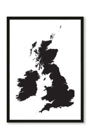 Editable vector silhouette map of the United Kingdom, including Great Britain (England, Scotland, and Wales) and Northern Ireland, along with smaller surrounding islands.