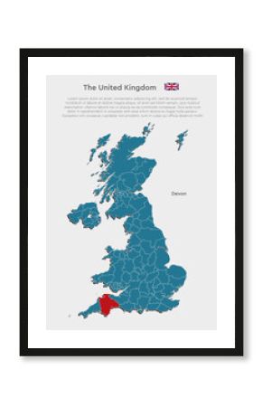 Vector map United Kingdom and region county Devon