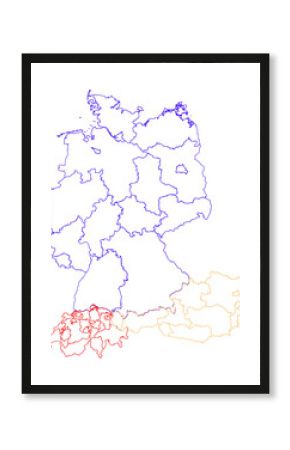 Shape / Border DACH - Germany Austria Switzerland with States