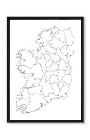 Outline of 32 counties of Ireland vector illustration