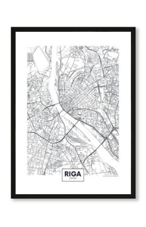 City map Riga, travel vector poster design