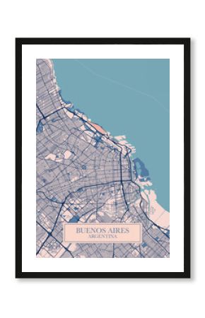 Buenos Aires city map poster print. Detailed map of Buenos Aires (Argentina). 