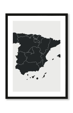 Spain map with regions isolated on white background. Outline Map of Spain. Vector illustration