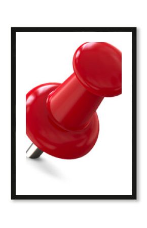 Red pin, push pin isolated on transparent background. 3D rendering