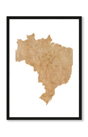 map of Brazil on old brown grunge paper 